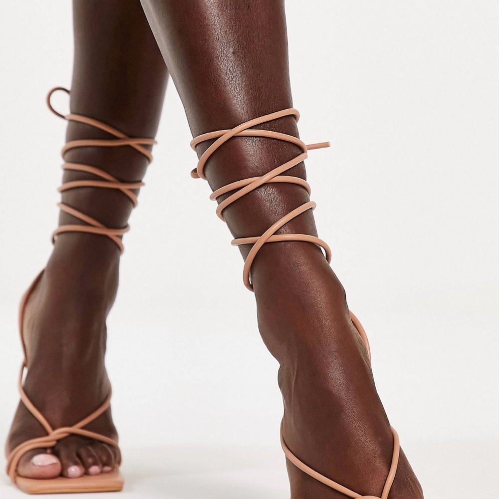 Zing tie leg heeled sandals